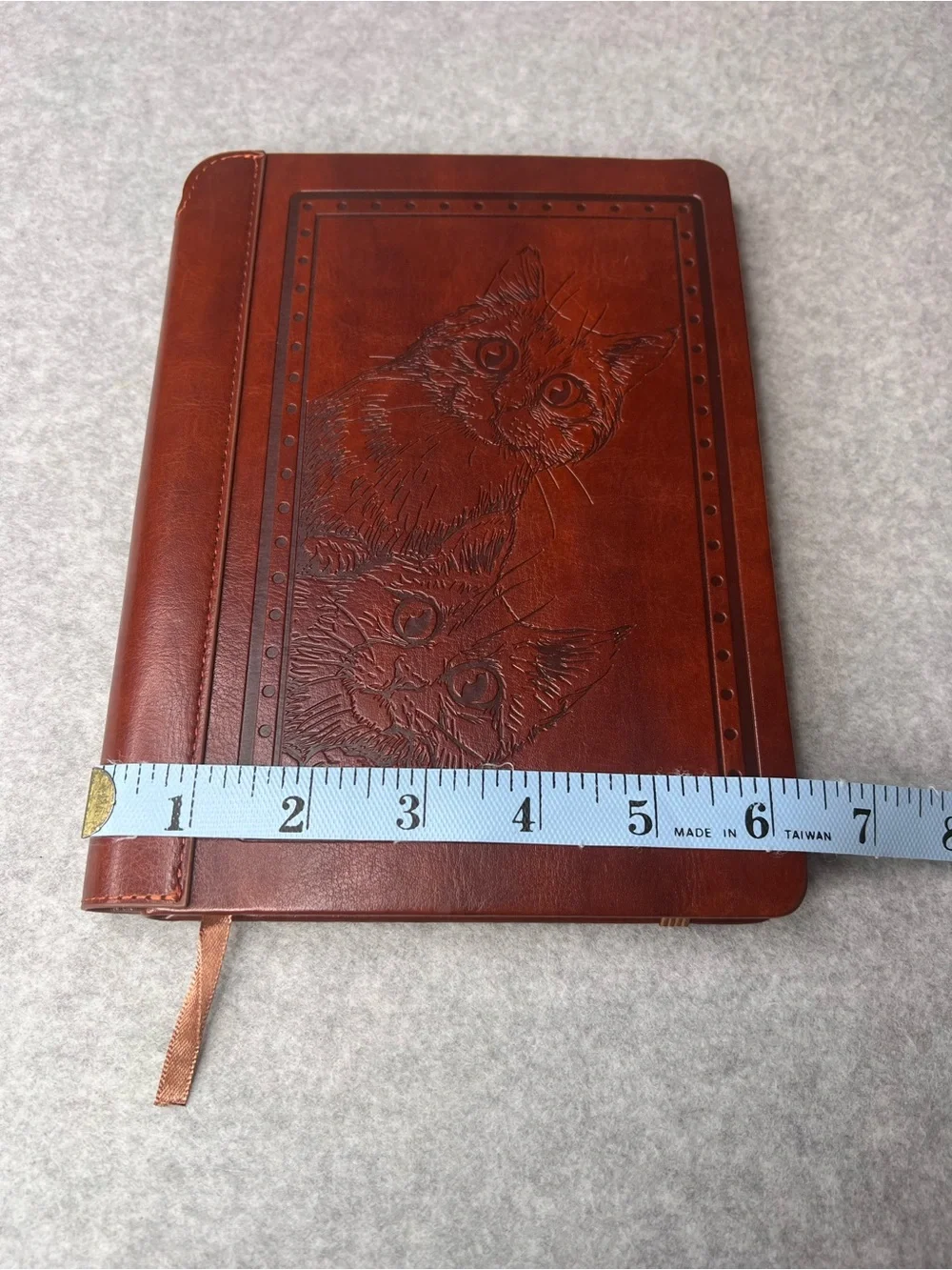 Vegan Leather Hardcover Cat 192 Page Lined Brown Journal